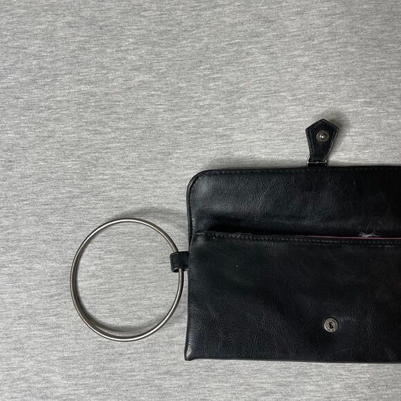 Victoria's Secret Vintage Black Leather Belt Buckle Snap Closure Clutch - Picture 3 of 11